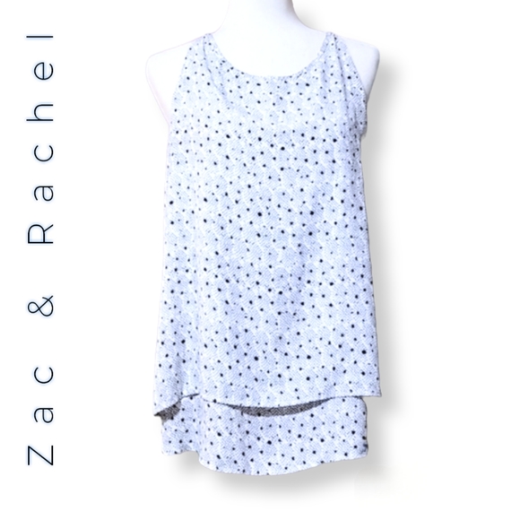 Zac & Rachel Black and White Polka Dots Sleeveless Swing Top, Woman's Large - Picture 1 of 10